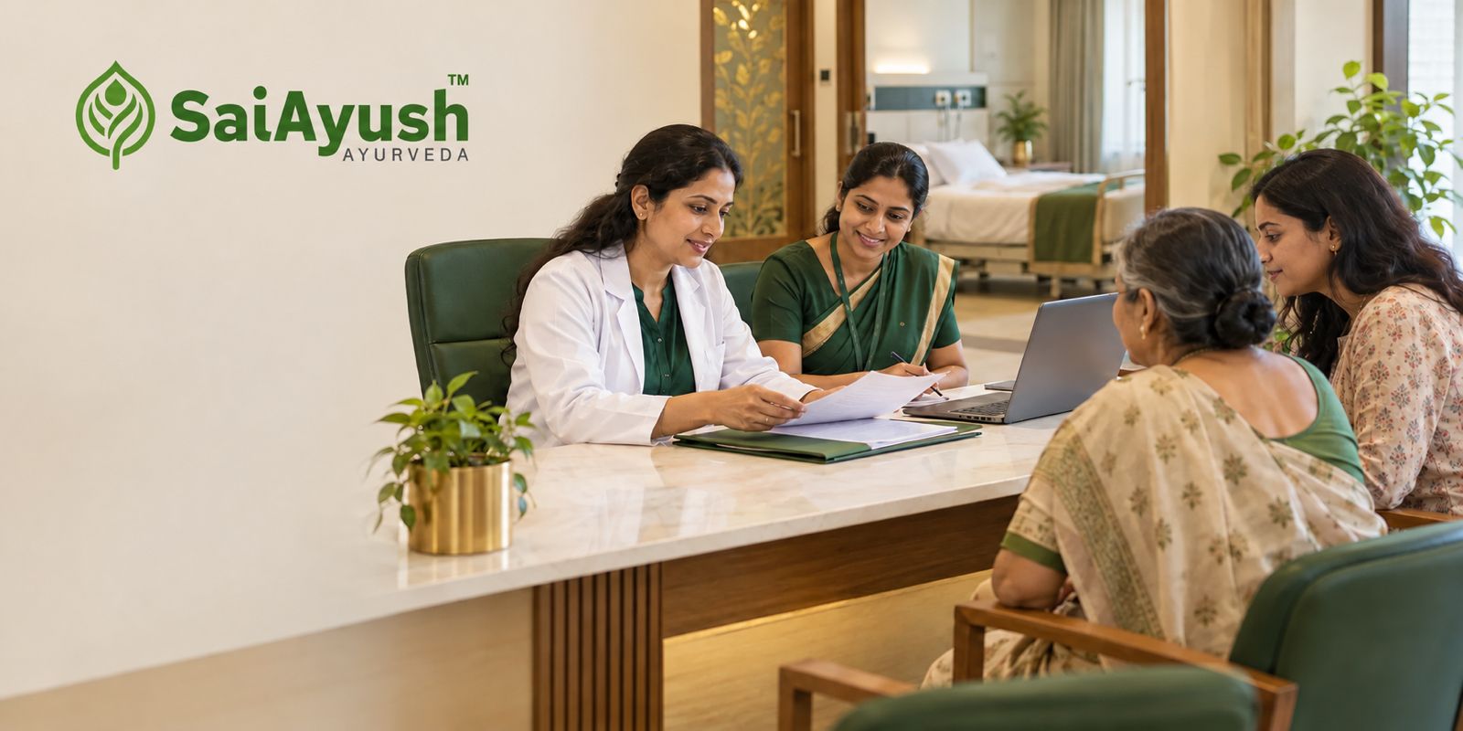 Sai Ayush Ayurveda Hospital insurance team assisting patients with cashless and reimbursement queries