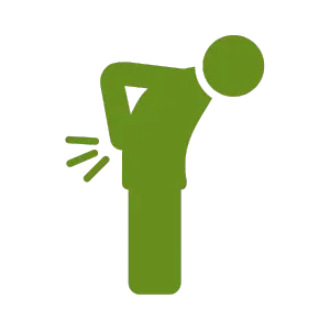 Illustration of a person holding their back in pain, representing back pain treatment at Sai Ayush Ayurveda, KPHB, Hyderabad.