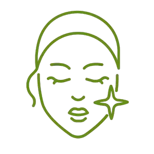 Outline of a face with a sparkling symbol on the cheek, representing skincare or wellness. Best Ayurveda Hospital in KPHB, Hyderabad | Sai Ayush Ayurveda.