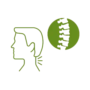 Illustration of human head with neck pain along with a spine graphic, representing ayurvedic treatment at Sai Ayush Ayurveda Hospital in KPHB, Hyderabad.